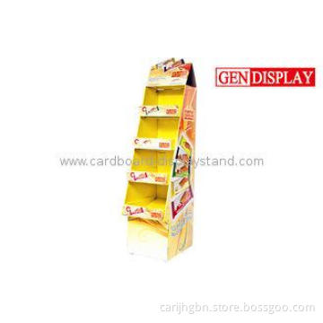 Snacks FSDU Paper Cardboard Display Stand With Yellow 4 She